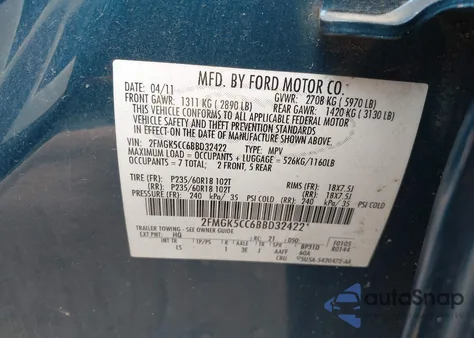 2011 Ford Flex Sel z USA, uszkodzony, nr VIN 2FMGK5CC6BBD32422